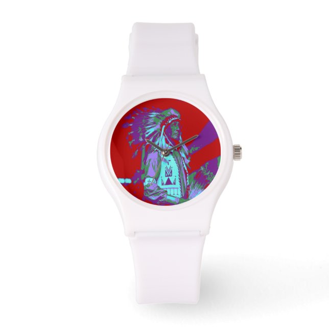 Inheemse Amerikaanse Pop Art Horloge (Voorkant)
