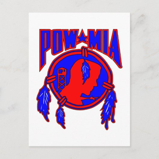 Inheemse Amerikaanse POW-MIA Briefkaart (Voorkant)