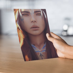 INHEEMSE AMERIKAANSE PRETTIGE VROUW MEISJE KUNST V KAART