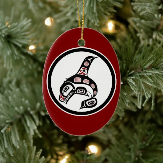 Inheemse Amerikaanse Red Black White Haida Killer  Keramisch Ornament (Boom)