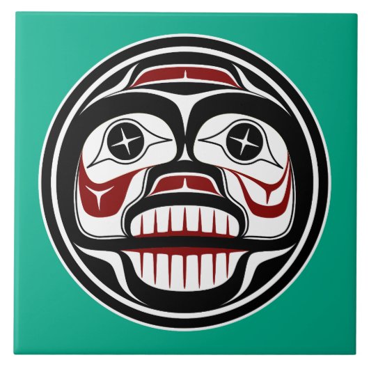 Inheemse Amerikaanse Rode Zwarte Vector Kunst Wein Tegeltje (Voorkant)