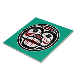 Inheemse Amerikaanse Rood Zwart Groen Kunst Huilen Tegeltje