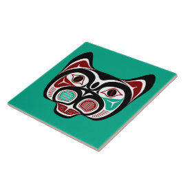 Inheemse Amerikaanse Rood Zwart Groen Wit Kunst Ka Tegeltje