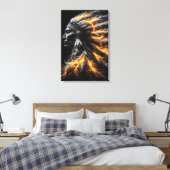 Inheemse Amerikaanse Stamhoofd Canvas Afdruk (Insitu (Slaapkamer))
