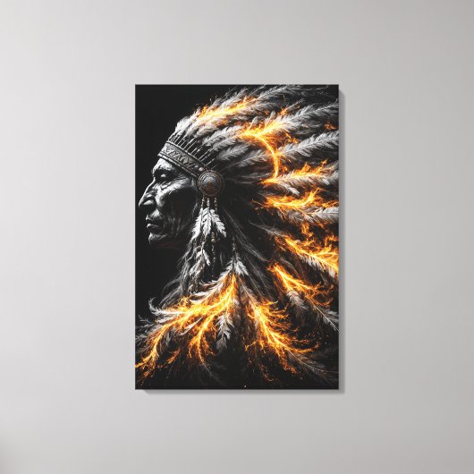 Inheemse Amerikaanse Stamhoofd Canvas Afdruk (Voorkant)