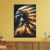 Inheemse Amerikaanse Stamhoofd Canvas Afdruk (Insitu (Woonkamer))