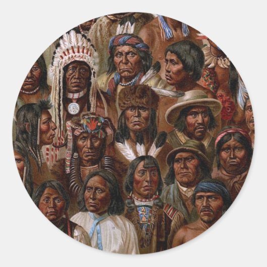  inheemse Amerikaanse stammen en volken afbeelding Ronde Sticker (Voorkant)