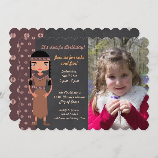 Inheemse Amerikaanse uitnodiging van de Indische B (Voorkant / Achterkant)