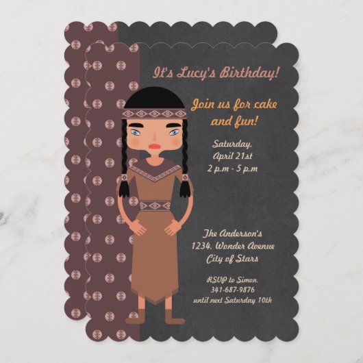 Inheemse Amerikaanse uitnodiging van de Indische B (Voorkant / Achterkant)