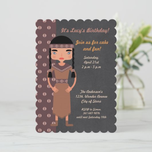 Inheemse Amerikaanse uitnodiging van de Indische B (Staand voorkant)