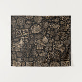 Inheemse Amerikaanse versieringspatronen zwart en  Wandkleed (Voorkant (horizontaal))