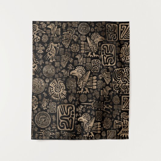Inheemse Amerikaanse versieringspatronen zwart en  Wandkleed (Voorkant)