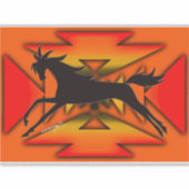 Inheemse Amerikaanse vlakte stijl paard met oranje Sticker (Voorkant)