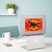 Inheemse Amerikaanse vlakte stijl paard met oranje Sticker (Laptop op bureau)
