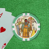 Inheemse Amerikaanse Vrouw Boog Pijl Bomen Waterva Poker Chips