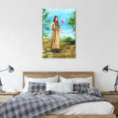 Inheemse Amerikaanse vrouw bos vogel kunst Canvas Afdruk (Insitu (Slaapkamer))
