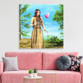 Inheemse Amerikaanse vrouw bos vogel kunst Canvas Afdruk (Insitu (Woonkamer))