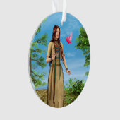 Inheemse Amerikaanse vrouw bos vogel kunst Ornament (voorkant)