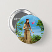Inheemse Amerikaanse vrouw bos vogel kunst Ronde Button 5,7 Cm (Voorkant /achterkant)