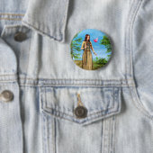 Inheemse Amerikaanse vrouw bos vogel kunst Ronde Button 5,7 Cm (In situ)
