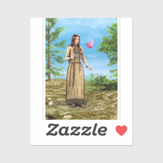 Inheemse Amerikaanse vrouw bos vogel kunst Sticker (Vel)