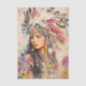 Inheemse Amerikaanse vrouw Decoupage Tissuepapier (Voorkant)
