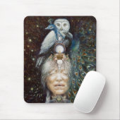 inheemse amerikaanse vrouw met uil en peace ock muismat (Met muis)