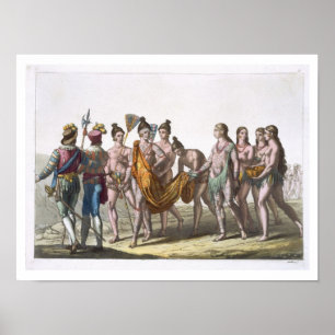 Inheemse Amerikaanse weduwen benaderen hun hoofd v Poster