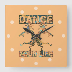 Inheemse Amerikanen Kokopelli - Dance Your Life 1 Vierkante Klok