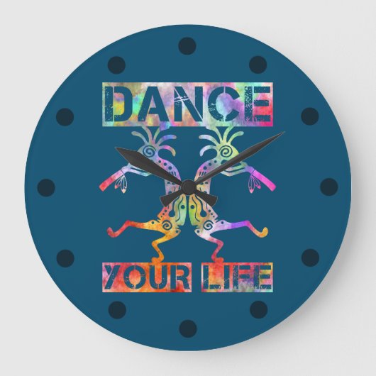 Inheemse Amerikanen Kokopelli - Dance Your Life 3 Grote Klok (Voorkant)