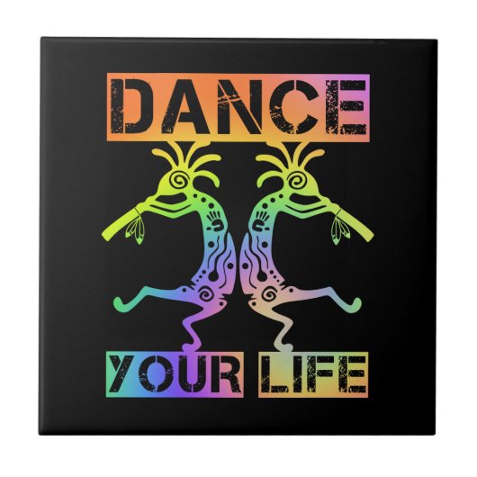 Inheemse Amerikanen Kokopelli - Dance Your Life 4 Tegeltje (Voorkant)