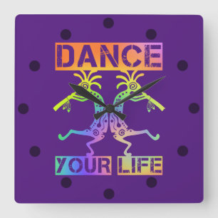 Inheemse Amerikanen Kokopelli - Dance Your Life 4 Vierkante Klok