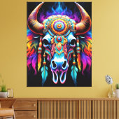 inheemse bizon schedel canvas afdruk (Insitu (Woonkamer))