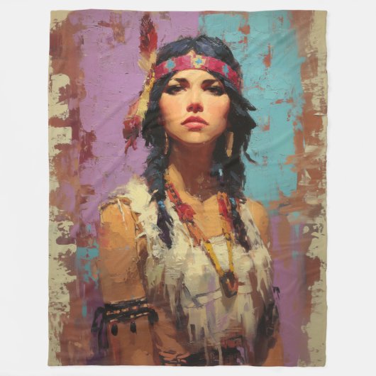 Inheemse Boho Kunst Worpdeken Fleece Deken (Voorkant)