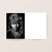 Inheemse Boy American Gold Foil Note Card Folie Kaarten (Binnen)