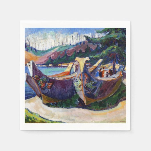 Inheemse Canadese Emily Carr Painting War Canoes Servet (Voorkant)
