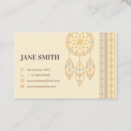 inheemse droomvanger boho chic monogram visitekaartje (Achterkant)