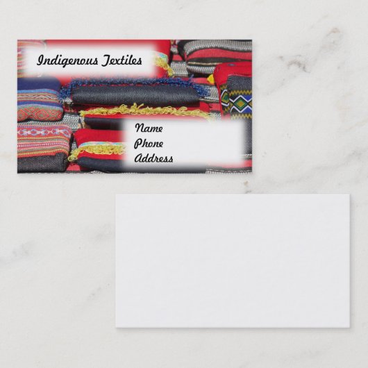 Inheemse en Inheemse Textiel Visitekaartje (Voorkant / Achterkant)