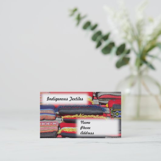 Inheemse en Inheemse Textiel Visitekaartje (Staand voorkant)