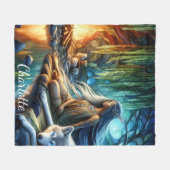 Inheemse en wolf door water Tranquil scene Fleece Deken (Voorkant (Horizontaal))