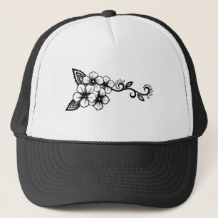 Inheemse Floral Ayasha White en Black Trucker Pet