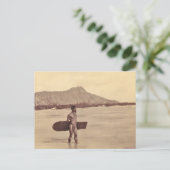 Inheemse Hawaiiaanse Surfer, c. 1890 Briefkaart (Staand voorkant)
