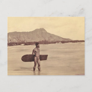 Inheemse Hawaiiaanse Surfer, c. 1890 Briefkaart