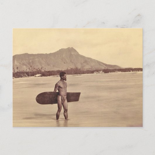 Inheemse Hawaiiaanse Surfer, c. 1890 Briefkaart (Voorkant)