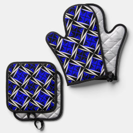 Inheemse Heilige Winden in Cobalt Ovenwant & Pannenlap Set