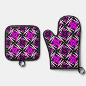 Inheemse Heilige Winden in Roze Ovenwant & Pannenlap Set (Voorkant)