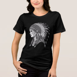 Inheemse Hoofddeksel Portret Tri-Blend Shirt