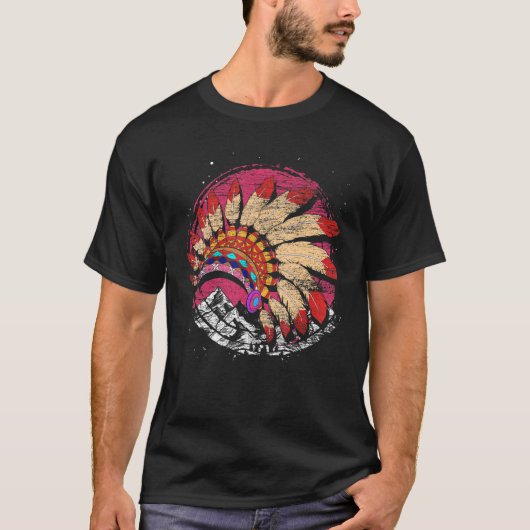 Inheemse hoofdtooi bergen Indiaanse inheemse Ameri T-shirt (Voorkant)