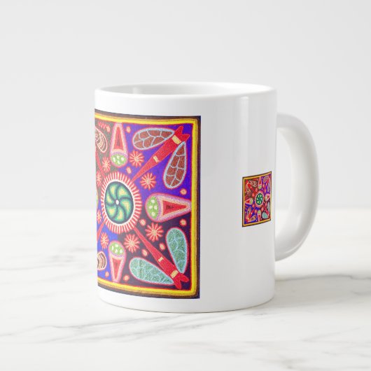 inheemse Huichol Bright Colors Grote Koffiekop (Voorkant rechts)