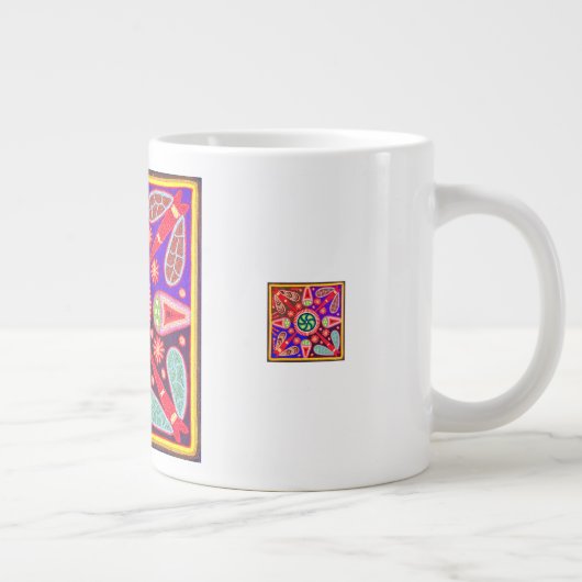 inheemse Huichol Bright Colors Grote Koffiekop (Rechts)
